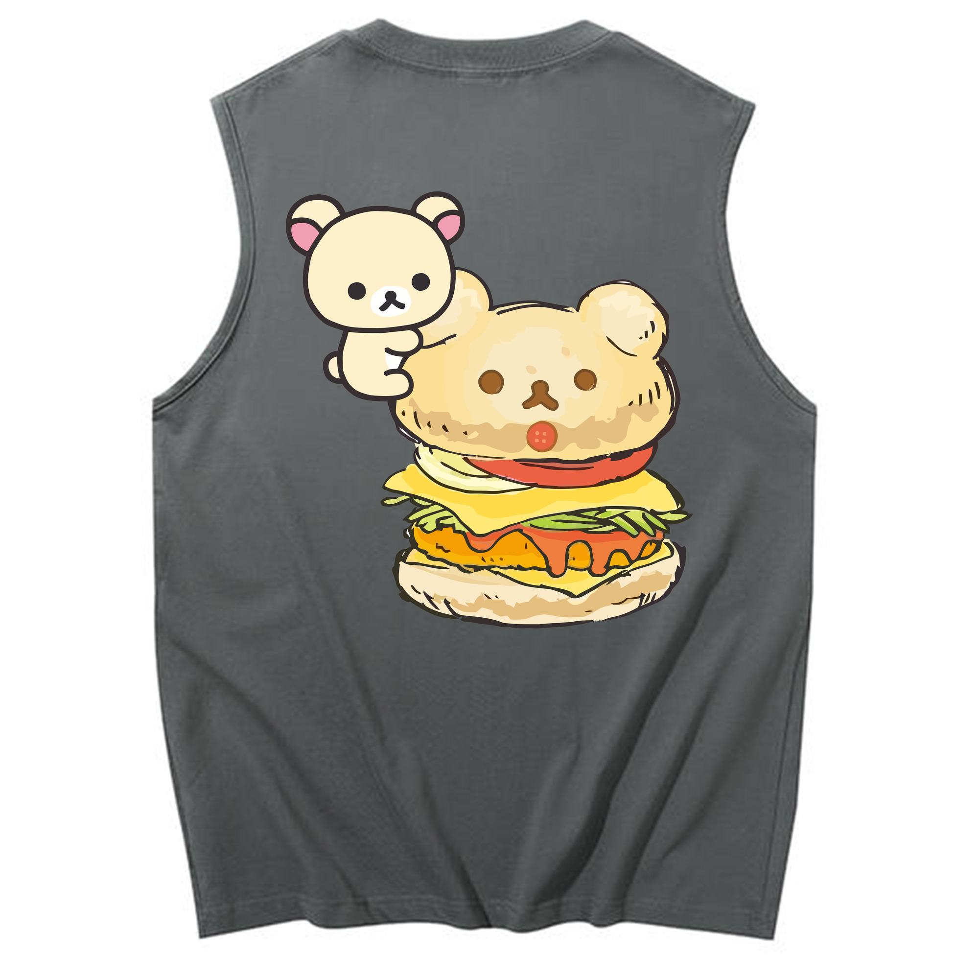 （画像用） リラックマ リラックマ キイロイトリ Rilakkuma Korilakkuma Kiiroitori コットン100％タンクトップ（背面プリント）
